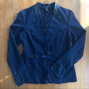 Stoosh Dark Blue Blazer w/ Black Leather Accents